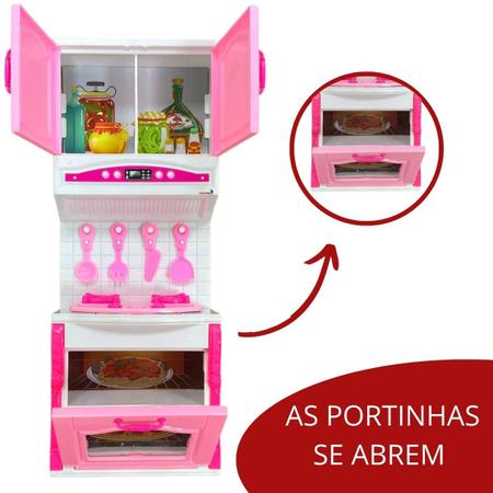 Imagem de Kit mini cozinha com fogão infantil casinha boneca  brinquedo