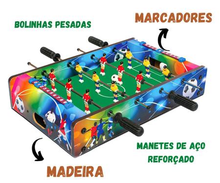 Kit Jogos Salão Mesa Bilhar Sinuca Pebolim Futebol De Botão