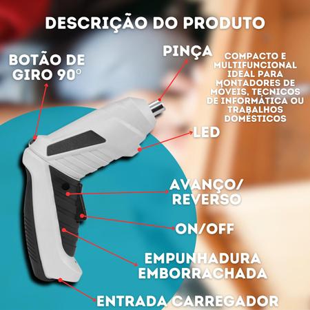 Imagem de Kit Mini Parafusadeira Eletrica Com 47 Peças Portátil Sem Fio Luatek/LWJ-212 Com Nfe