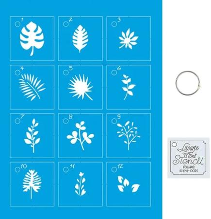 Imagem de Kit Mini Stencil Folhagem Com 14 Peças 4,5cm STMI-008 Litoarte