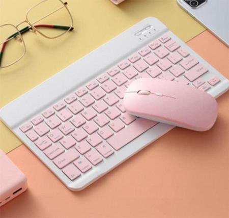 Imagem de Kit Mini Teclado Mouse Sem Fio Escritório Notebook Pc Tablet Smartphone