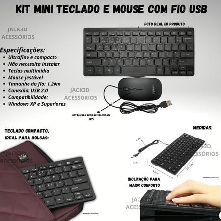 Imagem de Kit Mini Teclado Usb Computador Notebook Portátil Slim Pc