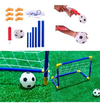 Imagem de Kit Mini Trave De Futebol Infantil Mini Gol de Plástico com Bola + Bomba de Encher