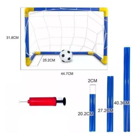 Imagem de Kit Mini Trave De Futebol Infantil Mini Gol de Plástico com Bola + Bomba de Encher