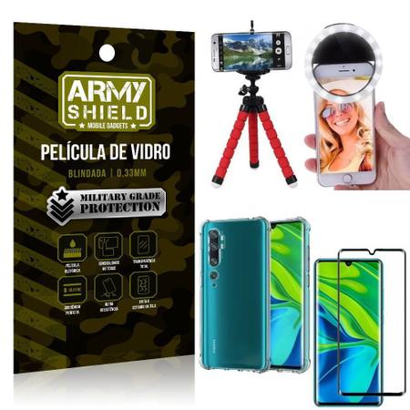 Imagem de Kit Mini Tripé + Selfie Ring Light Mi Note 10/Note 10 Pro + Capa Anti Impacto + Película 3D