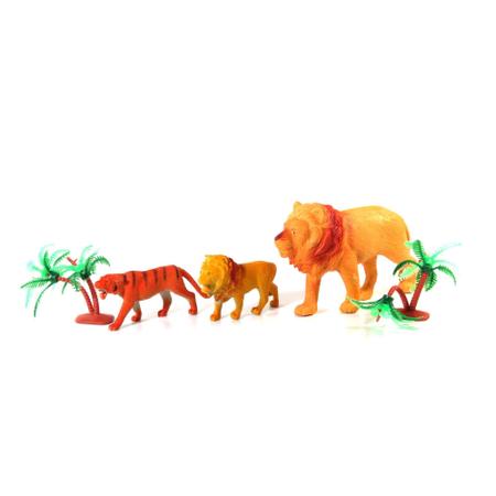 Imagem de Kit Miniatura Brinquedo Animais Selvagens Selva Borracha