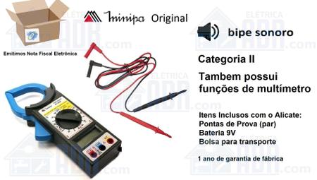 Imagem de Kit Minipa Amperímetro Et-3200 + Detector Tensão CA e CC