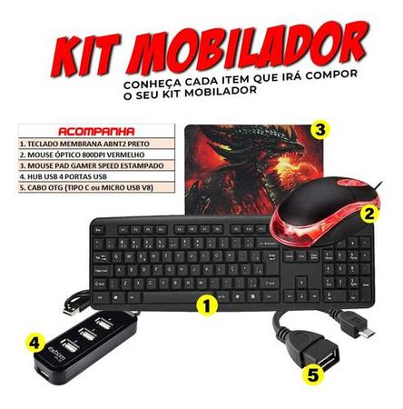 Imagem de Kit Mobilador Gamer Completo com Teclado Mouse e Pad Compatível com Android