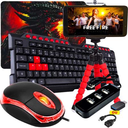 Teclado Mouse C/ Fio Mobilador P/ Celular Jogar Free Fire