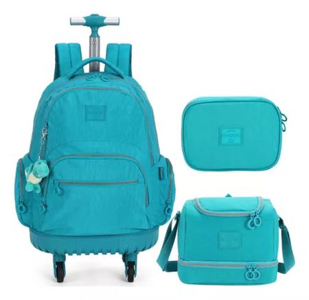 Imagem de Kit Mochila 4 Rodinhas Giro 360 Crinkle Up4you c/ Chaveiro + Lancheira + Estojo - Luxcel