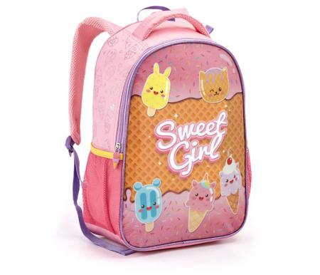 Imagem de Kit Mochila 5 Peças Sweet Girl Sorvete Nova Lancheira Com Estojo Menina Infantil Seanite