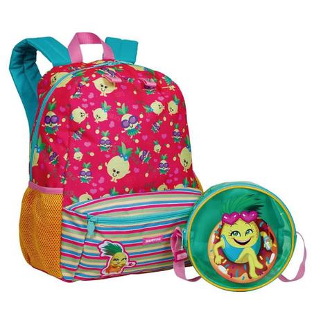 Kit Mochila Abacaxi Fruta Escolar Costas Tam G Infantil Lancheira Estojo Bolsinha - Sestini Imagem de Kit Mochila Abacaxi Fruta Escolar Costas Tam G Infantil Lancheira Estojo Bolsinha