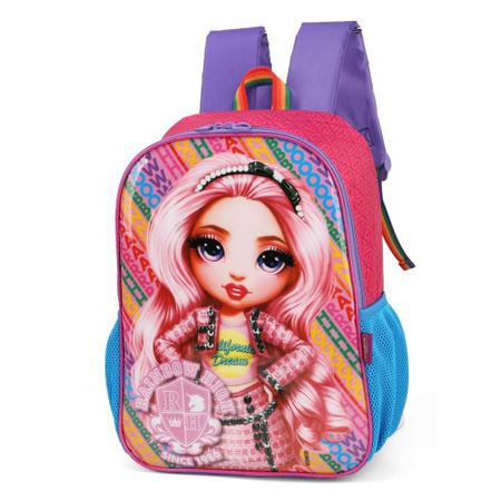 Imagem de Kit Mochila Costas Lancheira Estojo Rainbow High Pink