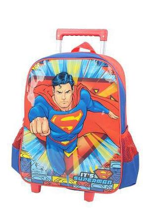 Imagem de Kit Mochila De Carrinho Escolar E Lancheira Superman Azul