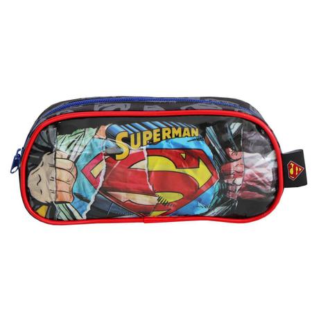 Imagem de Kit Mochila De Rodinhas Superman Com Estojo Infantil Escolar