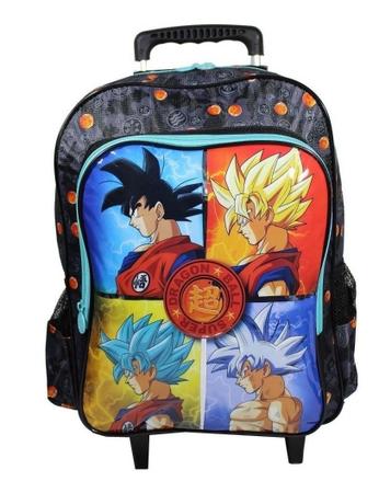 KIT DRAGON BALL Z MOCHILA CARRINHO COM LANCHEIRA E ESTOJO - TENHO