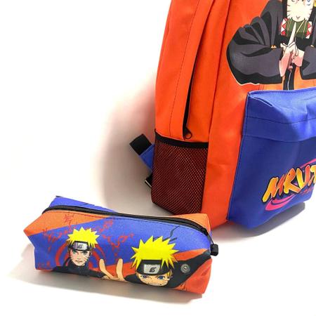 Kit mochila e estojo - Naruto modo kurama desenho anime geek