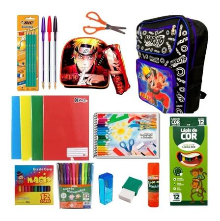 Kit Material Escolar Infantil Completo Naruto Shippuden Nf