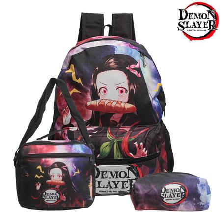 Mochila Infantil Meninas Anime Demon Slayer Personagens Bolsa Nezuko Kamado  Novidade - Preto