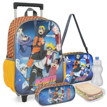 Mochila De Rodinhas Borutoestojokit Lancheira Naruto Cor Rosa