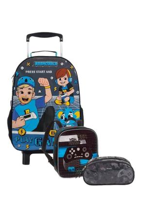 Kit Mochila Escolar Infantil Brancoala Games Rodinhas Tam G