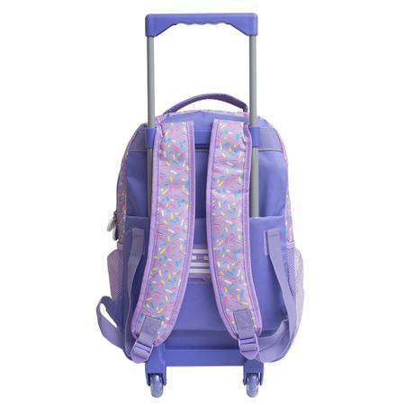 Imagem de Kit Mochila Escolar Infantil de Rodinhas com Lancheira e Estojo Yins em Poliester Candy Roxo