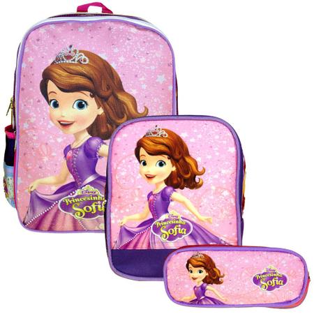 Kit Mochila Escolar Infantil Grande Princesa Sofia Costas JG TOYS 2U Kit Mochila Infantil Magazine Luiza