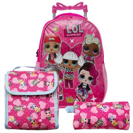 Kit Mochila Escolar Infantil Lol Bffs 4 Eva Com Rodinhas