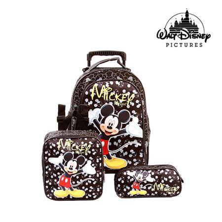 Imagem de Kit Mochila Escolar Infantil Mickey Mouse Com Rodinhas