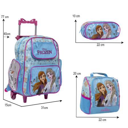 Imagem de Kit Mochila Escolar Infantil Rodinha Frozen Conjunto 3 Pçs