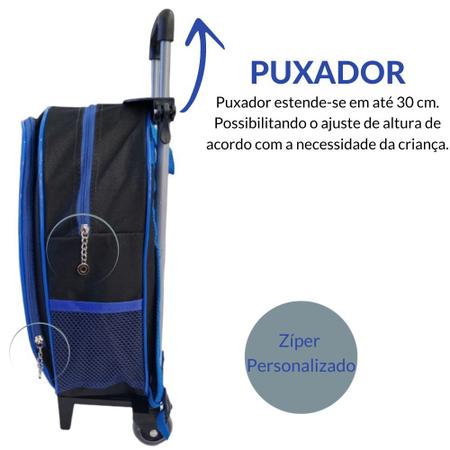 Imagem de Kit Mochila Escolar Infantil Rodinha Masculina  Astronauta + Lancheira + Estojo