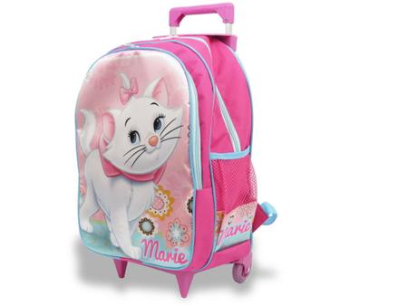 Kit Mochila Infantil Escolar Com Rodinhas Gata Marie