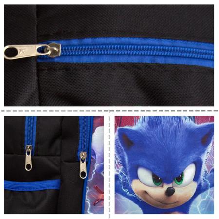 Imagem de Kit Mochila Escolar Infantil Sonic O Filme Costas Com 6 Pçs