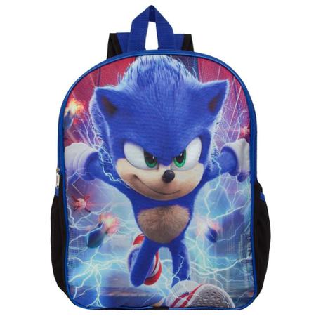 Imagem de Kit Mochila Escolar Infantil Sonic O Filme Costas Com 6 Pçs