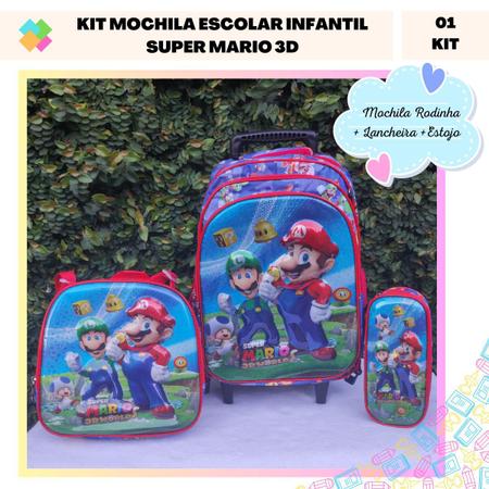 Imagem de Kit Mochila Escolar Infantil Super Mario