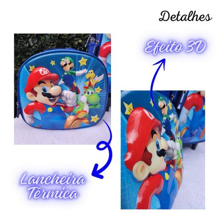 Imagem de Kit Mochila Escolar Infantil Super Mario