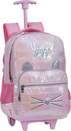 Kit Mochila Infantil Esoclar Rodinha Gatinho Glitter Yepp - Kit