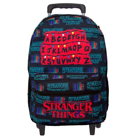 Imagem de Kit Mochila Escolar Juvenil Rodinhas Passeio Stranger Things