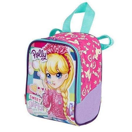 Kit Mochila Escolar Polly Pocket Infantil Rodinhas Tam G Lancheira Térmica  - Colorido