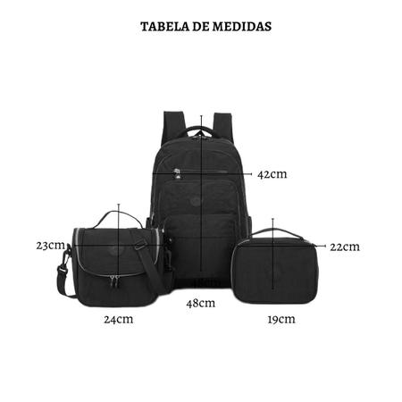 Imagem de Kit Mochila Escolar Reforçada Estojo Bolsa Térmica Lancheira Estojo Box Trabalho Faculdade Notebook Impermeavel