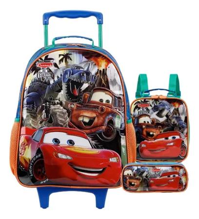 Imagem de Kit Mochila Escolar Rodinha Relâmpago McQueen Carros Original Xeryus