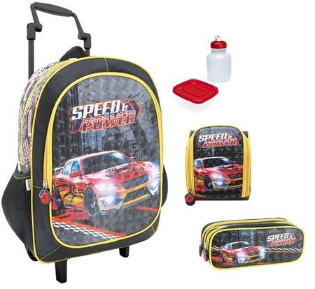 Mochila Escolar Rodinha Força 4 Race Infantil Carros Corrida