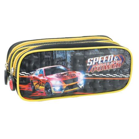 Kit Mochila Rodinha Escolar Tamg 3d Carro Corrida Infantil