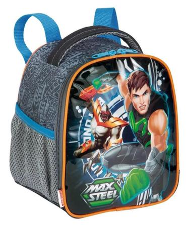 Imagem de Kit Mochila EscolarMax Steel Infantil Tam G 19x Rodinhas Sestini Lancheira Estojo Duplo