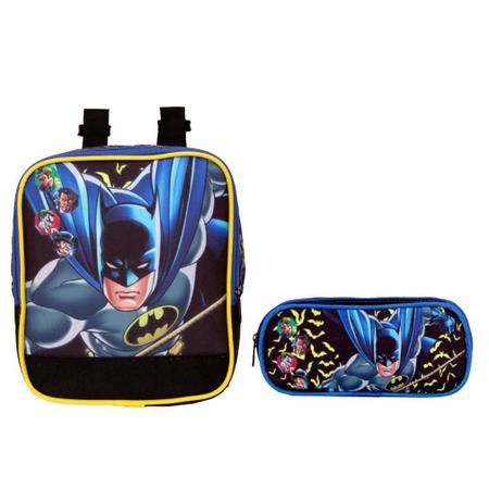 Imagem de Kit Mochila Grande de Rodinhas Preta Menino Batman 3 Pçs