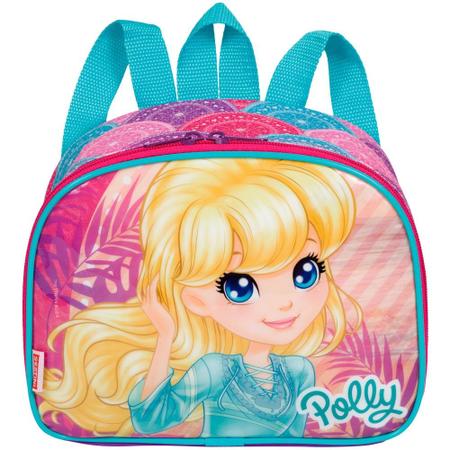 Kit mochila rodinhas Polly infantil com lancheira e estojo Sestini