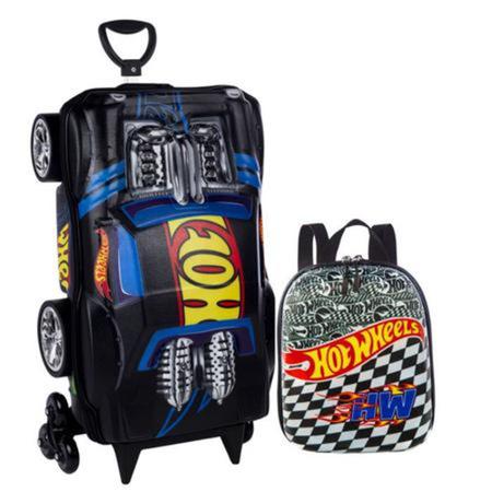 Kit Mochila Infantil c/Rodinhas e Lancheira Soft Motos Maxtoy