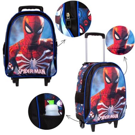 Imagem de Kit Mochila Infantil com Rodinhas Homem Aranha + Lancheira Térmica + Estojo Escolar