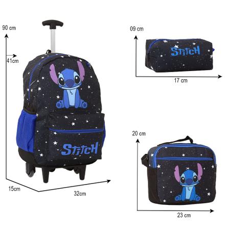 Imagem de Kit Mochila Infantil Com Rodinhas Stitch Creche Pre Escola