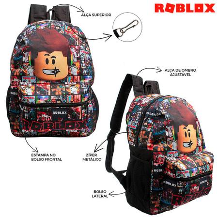 Conjunto-De-Mochila-Escolar-E-Lancheira-Para-Estudantes-Roblox-Desenho-Animado-Crianças-Pacote-Kit-Livro-De-Almoço-Traseiro  - Escorrega o Preço